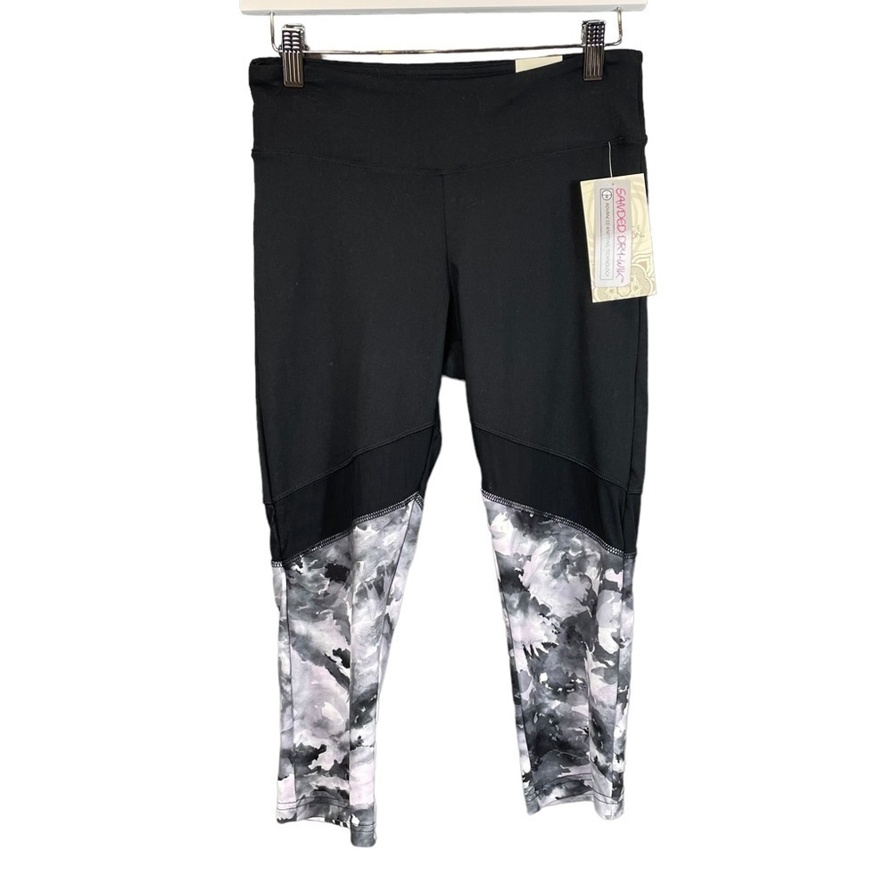 NWT Balance Collection Black Marbled Leggings Capri Size Medium